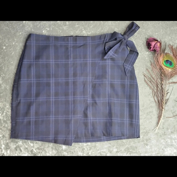 Express Wrap Plaid Skirt - Picture 1 of 8